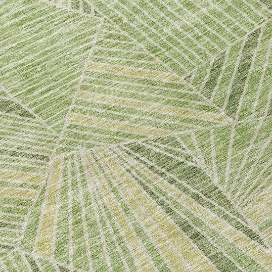 Green And Olive Green Geometric Washable Indoor Outdoor Area Rug Photo 6
