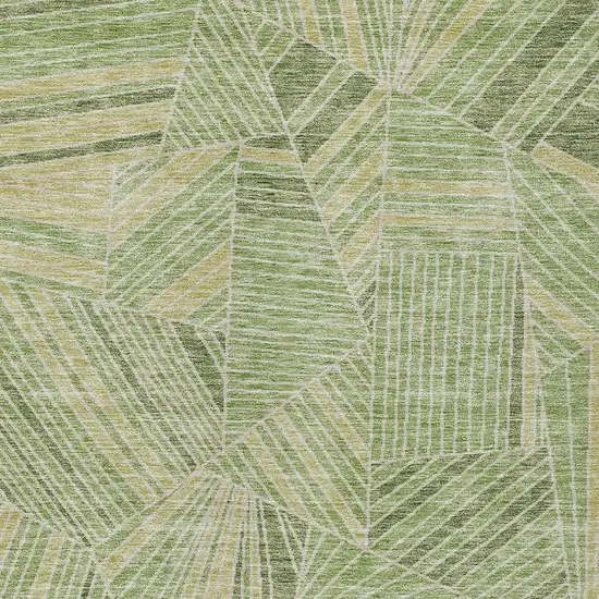 Green And Olive Green Geometric Washable Indoor Outdoor Area Rug Photo 7