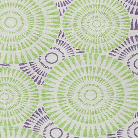 Green And Purple Geometric Washable Indoor Outdoor Area Rug Photo 6