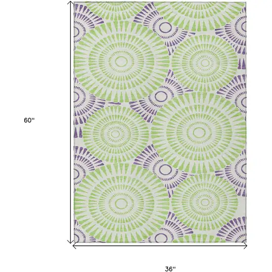 Green And Purple Geometric Washable Indoor Outdoor Area Rug Photo 3