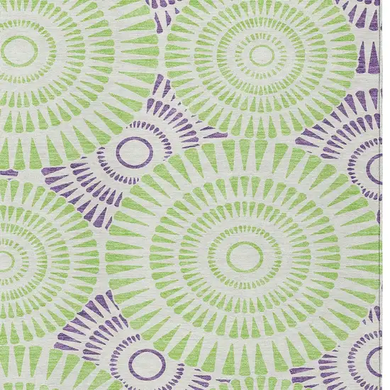 Green And Purple Geometric Washable Indoor Outdoor Area Rug Photo 6