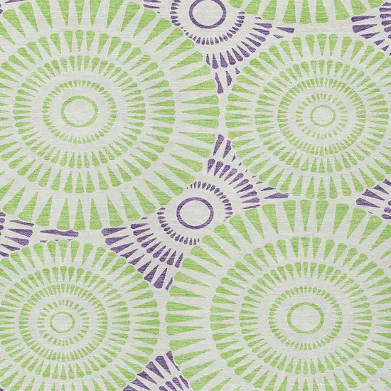Green And Purple Geometric Washable Indoor Outdoor Area Rug Photo 6