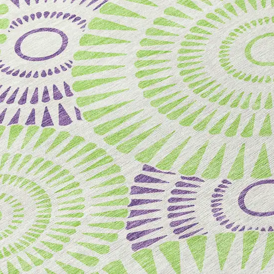 Green And Purple Geometric Washable Indoor Outdoor Area Rug Photo 5