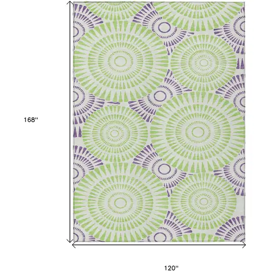 Green And Purple Geometric Washable Indoor Outdoor Area Rug Photo 3