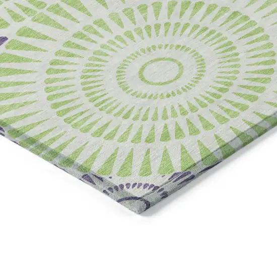 Green And Purple Geometric Washable Indoor Outdoor Area Rug Photo 4
