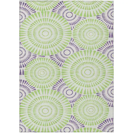 Green And Purple Geometric Washable Indoor Outdoor Area Rug Photo 2