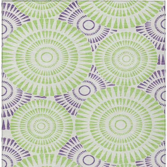 Green And Purple Geometric Washable Indoor Outdoor Area Rug Photo 7
