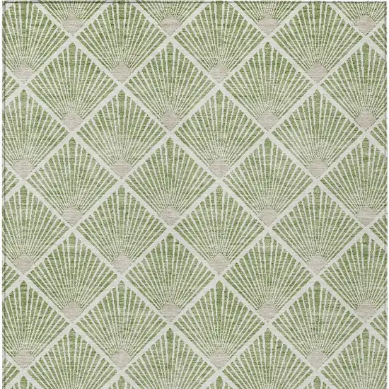 Green Beige And Ivory Geometric Washable Indoor Outdoor Area Rug Photo 7