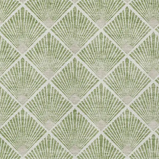 Green Beige And Ivory Geometric Washable Indoor Outdoor Area Rug Photo 5