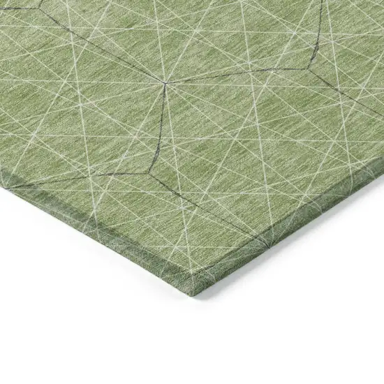 Green Black And Ivory Geometric Washable Indoor Outdoor Area Rug Photo 3