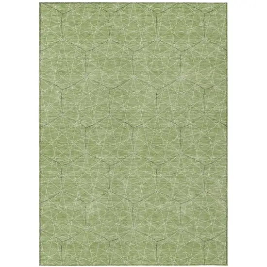 Green Black And Ivory Geometric Washable Indoor Outdoor Area Rug Photo 2