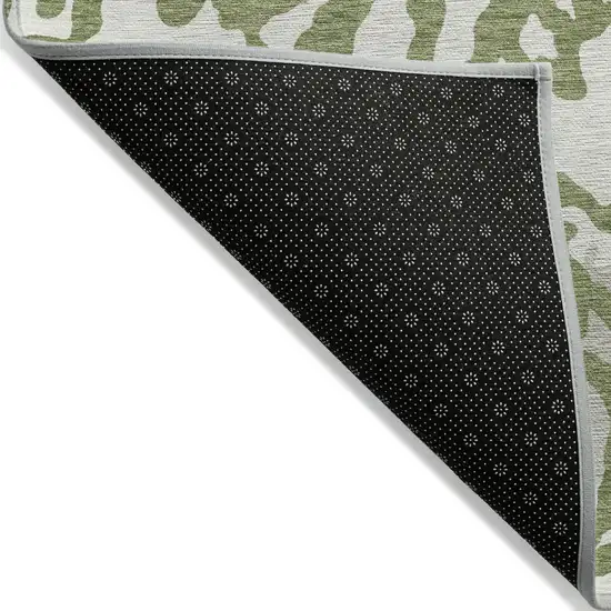 Green Gray And Ivory Animal Print Washable Indoor Outdoor Area Rug Photo 2