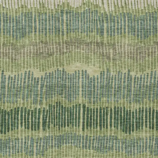 Green Gray And Ivory Striped Washable Indoor Outdoor Area Rug Photo 6