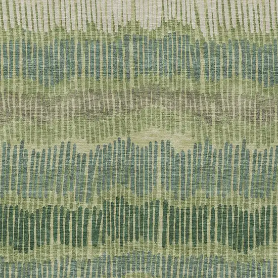 Green Gray And Ivory Striped Washable Indoor Outdoor Area Rug Photo 6