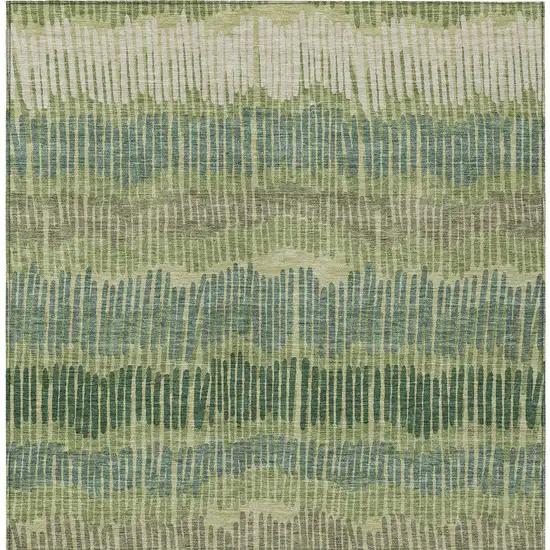 Green Gray And Ivory Striped Washable Indoor Outdoor Area Rug Photo 7