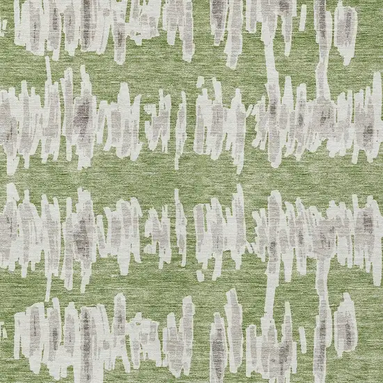 Green Gray And Ivory Striped Washable Indoor Outdoor Area Rug Photo 7
