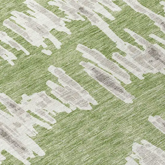 Green Gray And Ivory Striped Washable Indoor Outdoor Area Rug Photo 6