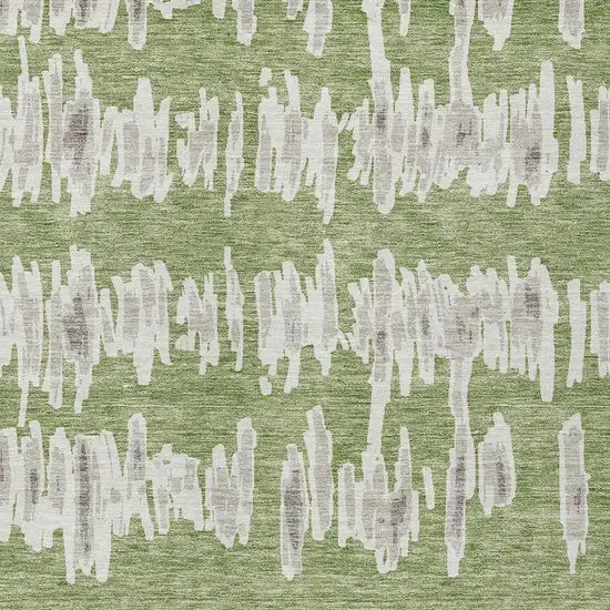 Green Gray And Ivory Striped Washable Indoor Outdoor Area Rug Photo 7