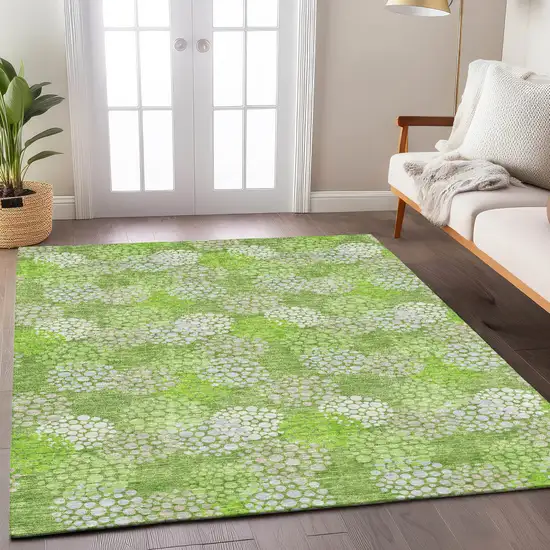 Green Ivory And Gray Polka Dot Washable Indoor Outdoor Area Rug Photo 9