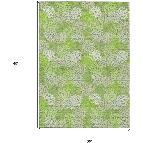 Green Ivory And Gray Polka Dot Washable Indoor Outdoor Area Rug Photo 3