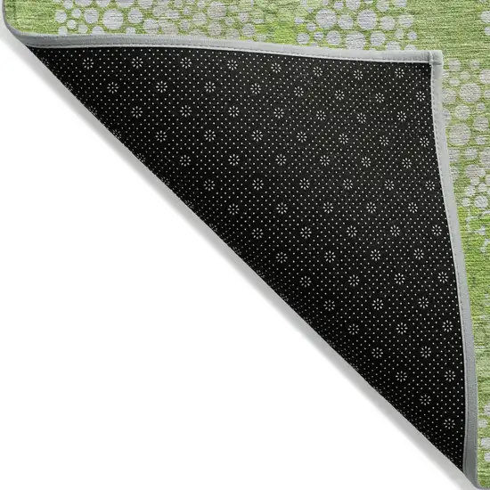 Green Ivory And Gray Polka Dot Washable Indoor Outdoor Area Rug Photo 4