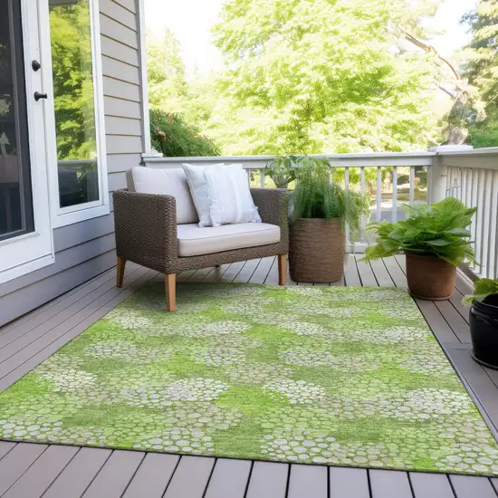 Green Ivory And Gray Polka Dot Washable Indoor Outdoor Area Rug Photo 8