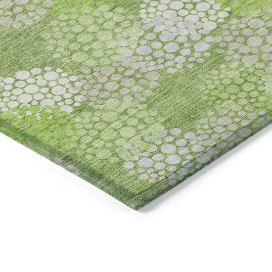 Green Ivory And Gray Polka Dot Washable Indoor Outdoor Area Rug Photo 5