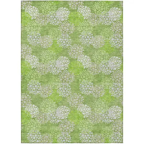 Green Ivory And Gray Polka Dot Washable Indoor Outdoor Area Rug Photo 2