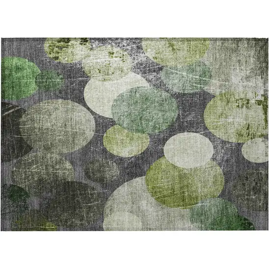 Green and Gray Abstract Washable Non Skid Indoor Outdoor Area Rug Photo 4