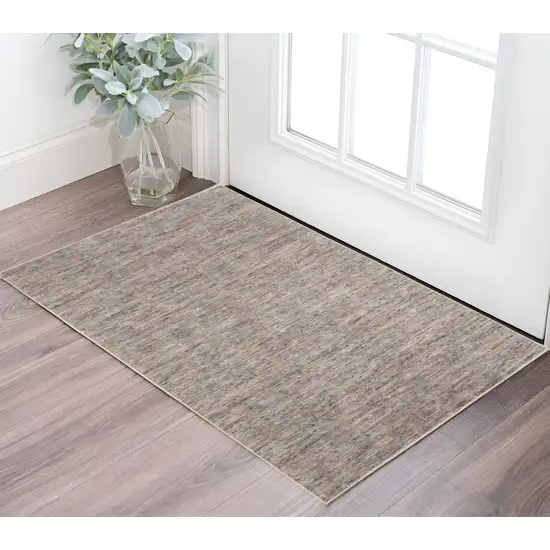 Grey Blue And Yellow Wool Hand Loomed Handmade Area Rug Photo 1