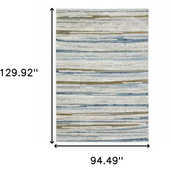 Grey Blue Ivory Brown Beige And Navy Abstract Power Loom Stain Resistant Area Rug Photo 9