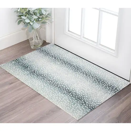 Grey Gazelle Print Shag Handmade Non Skid Area Rug Photo 1