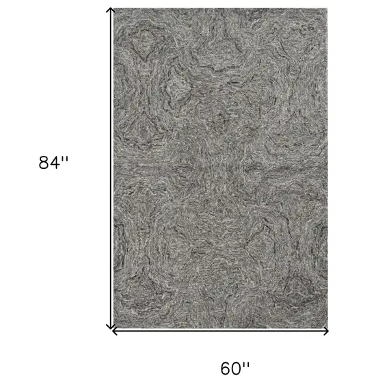 Gray And Dark Gray Abstract Hand Tufted Area Rug Photo 3
