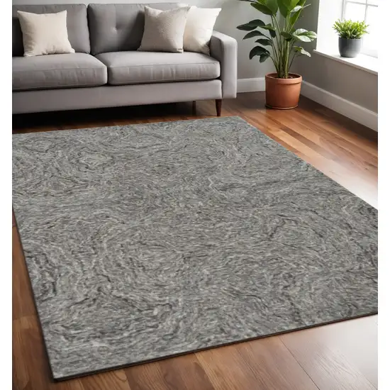 Gray And Dark Gray Abstract Hand Tufted Area Rug Photo 1
