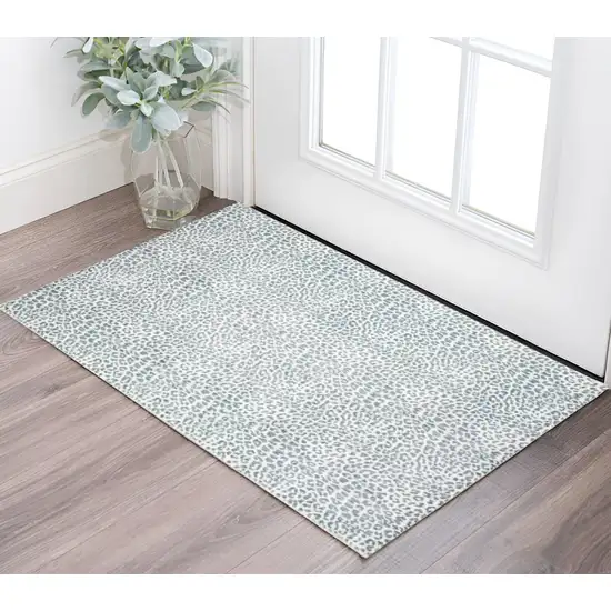 Grey Leopard Print Shag Handmade Non Skid Area Rug Photo 1