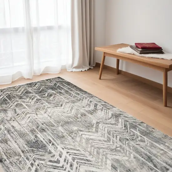 Gray Chevron Area Rug Photo 1