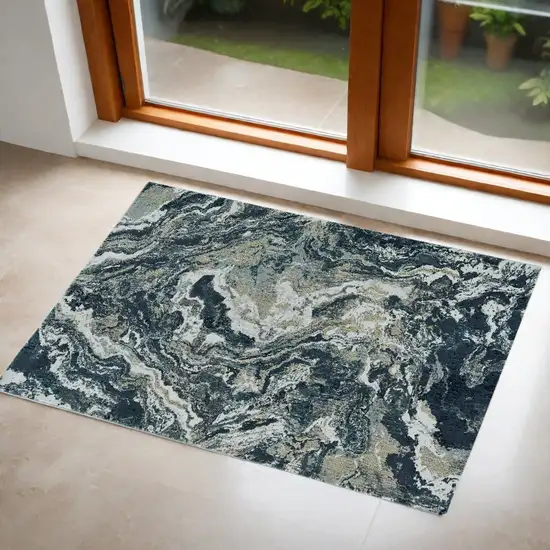 3' X 5' Grey Polypropylene And Polyester Rug Photo 1