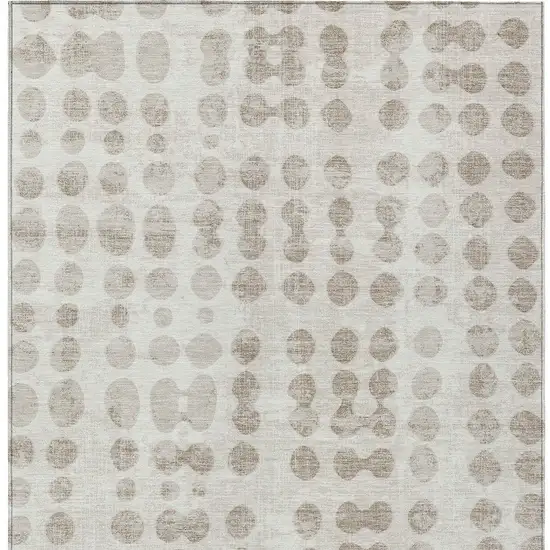 Ivory And Beige Abstract Washable Indoor Outdoor Area Rug Photo 7