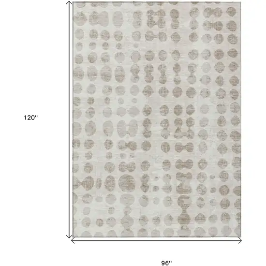 Ivory And Beige Abstract Washable Indoor Outdoor Area Rug Photo 3