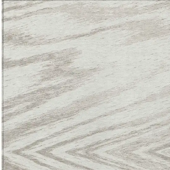 Ivory And Beige Abstract Washable Indoor Outdoor Area Rug Photo 6