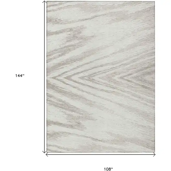 Ivory And Beige Abstract Washable Indoor Outdoor Area Rug Photo 3