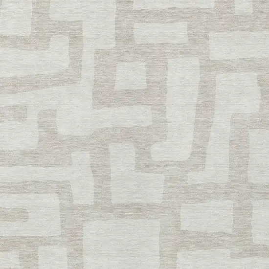 Ivory And Beige Abstract Washable Indoor Outdoor Area Rug Photo 6