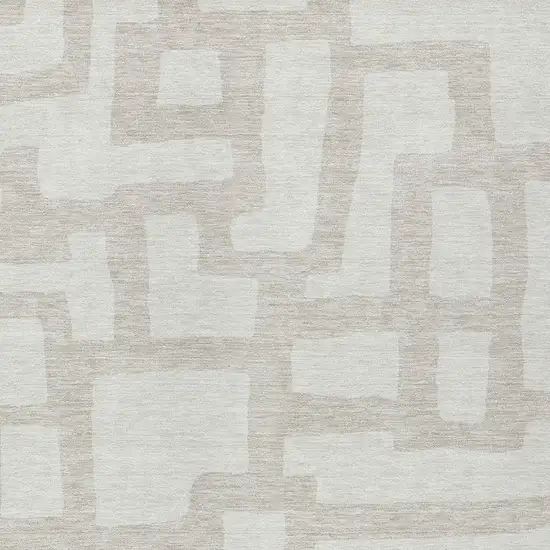 Ivory And Beige Abstract Washable Indoor Outdoor Area Rug Photo 6