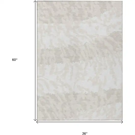 Ivory And Beige Animal Print Washable Indoor Outdoor Area Rug Photo 3