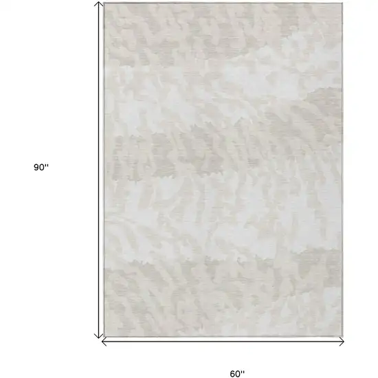 Ivory And Beige Animal Print Washable Indoor Outdoor Area Rug Photo 3