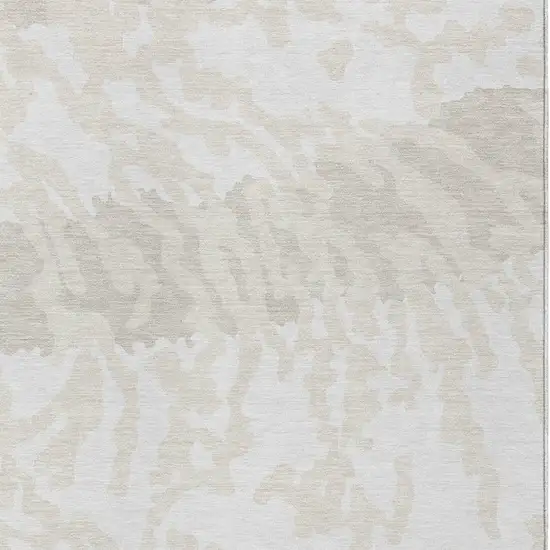 Ivory And Beige Animal Print Washable Indoor Outdoor Area Rug Photo 6