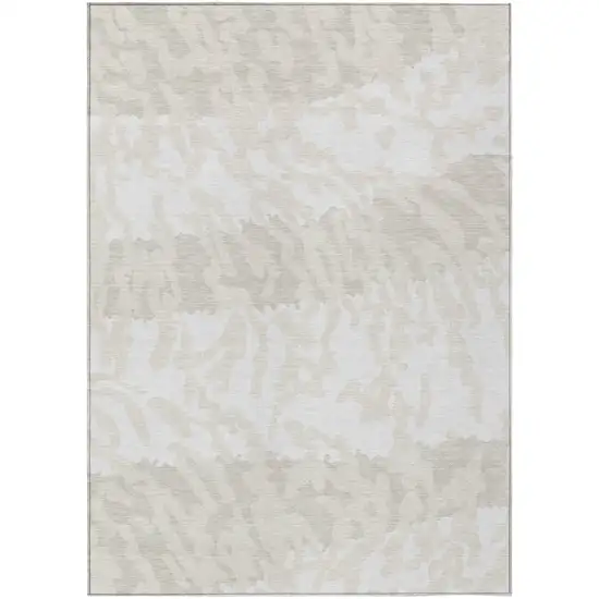 Ivory And Beige Animal Print Washable Indoor Outdoor Area Rug Photo 2