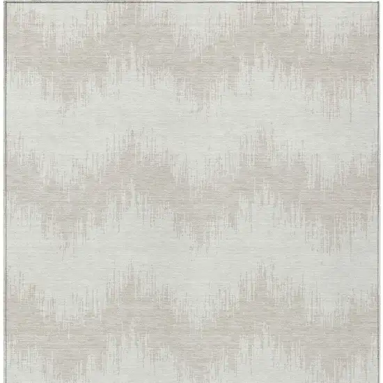 Ivory And Beige Chevron Washable Indoor Outdoor Area Rug Photo 7