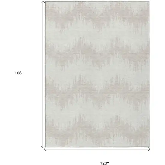Ivory And Beige Chevron Washable Indoor Outdoor Area Rug Photo 3