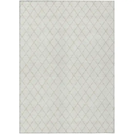 Ivory And Beige Geometric Washable Indoor Outdoor Area Rug Photo 2